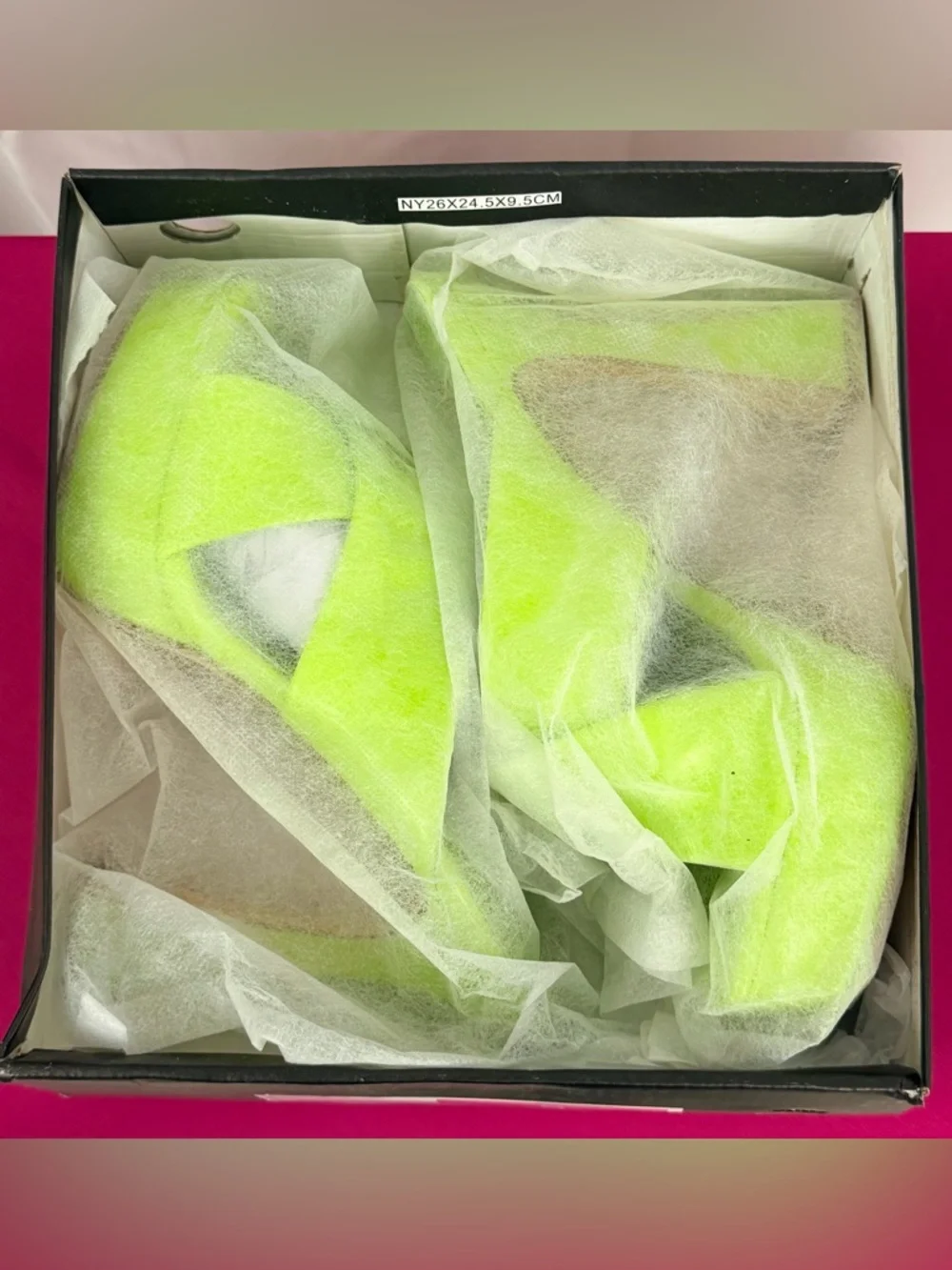 Liliana Neon Lime Platform Slide Heels
